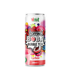 320ml Vinut Popping Boba Bubble Tea with Lychee Flavor